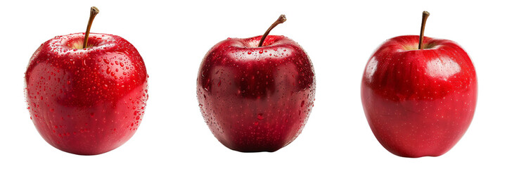 Set of red apple isolated on a transparent background