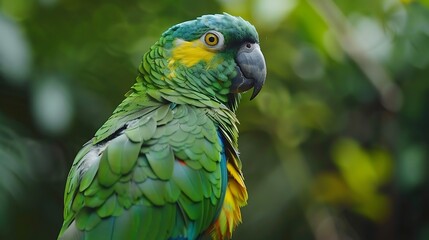 Obraz premium Adult turquoise fronted parrot of the species