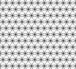 Vector seamless geometric texture in the form of black stars on a white background