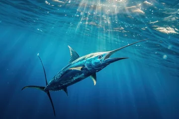 Fotobehang blue marlin fish underwater view © Anna