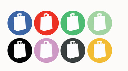 Vector Different Colors Take away bag icon set.  Paper bag sign set.