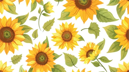 Fotobehang Vector seamless pattern with sunflowers. Sweet hone © Quintessa