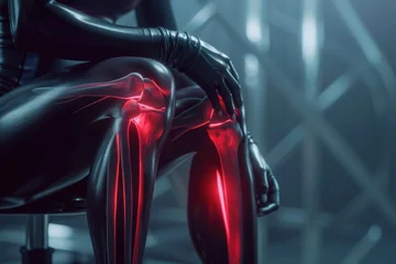 Fotobehang Artistic 3D rendering of knee pain with engaging moody lighting for chiropractic adverts © Pungu x