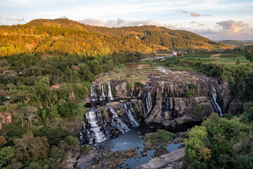 Amazing Pongour Waterfall is famous and most beautiful of fall in Vietnam. Dalat, Vietnam