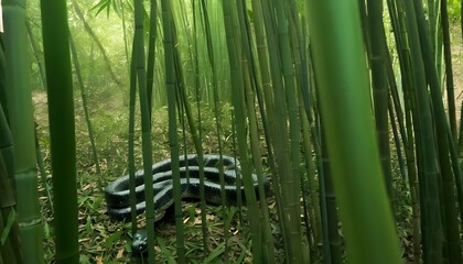 A Cobra Slithering Through A Dense Bamboo Forest