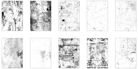 Collection of 10 grunge wall image. Abstract grunge distressed wall texture overlay background set.
