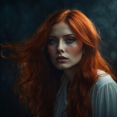 Fototapeta premium Portrait of a Stunning Redhead Woman with Long Hair