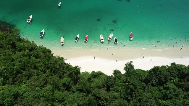 Aerial view of Dentista Beach, Gip&oacute;ia Island - Angra dos Reis, Rio de Janeiro, Brazil