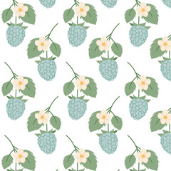 Pattern with ripe blackberries on a transparent background. Blackberry branch in flat style. Background with berries. Seamless pattern for textile, wrapping paper, background.	
