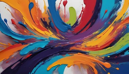 vibrant abstract acrylic paint strokes expressiv upscaled 4 - obrazy, fototapety, plakaty