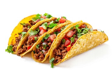 Mexican food tacos isolated on white background