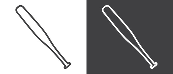 Baseball bat of sports equipment flat icon, Sport equipments flat icon. Modern sport equipments icon vector illustration in  black and white background.