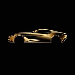 A striking image of a sports car's golden silhouette against a black backdrop emphasizing luxury and speed with an artistic, minimalist design