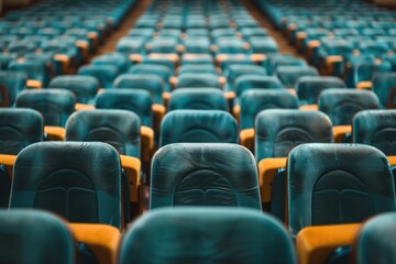 Rows of empty chairs at theatre or concert hall