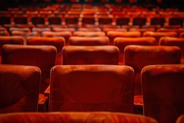 Rows of empty chairs at theatre or concert hall