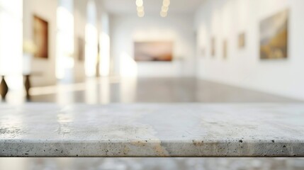 Stone table top with copy space. Art gallery background - obrazy, fototapety, plakaty