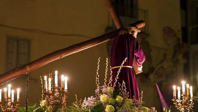 Traditional Spanish Holy Week procession. High quality 4k footage