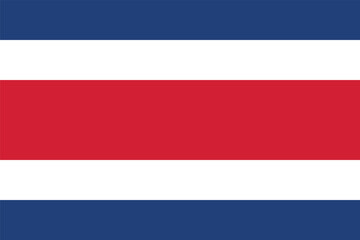 Flag of Costa Rica. Five horizontal stripes in three colors: red, white, blue. State symbol of the Republic of Costa Rica. - obrazy, fototapety, plakaty