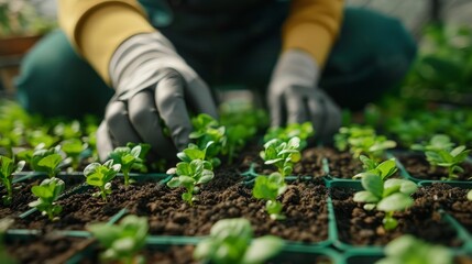 Close-up shot of picking fresh and green lettuce by hand