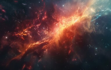 Fototapeta premium This high-resolution image captures the vibrant and colorful essence of a nebula, showcasing the beauty and mystery of the cosmos with swirling hues and sparkling stars