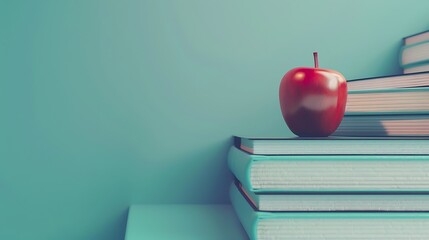 books with staircase and apple back to school ladder of success concept