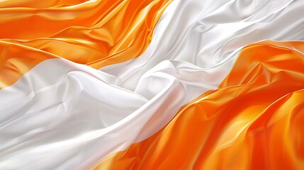 Brilliant inclination dynamic white orange flag background - obrazy, fototapety, plakaty