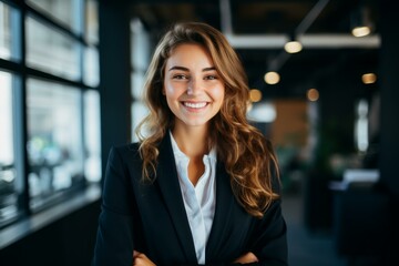 Approachable Smiling business woman. Girl success proud. Generate Ai