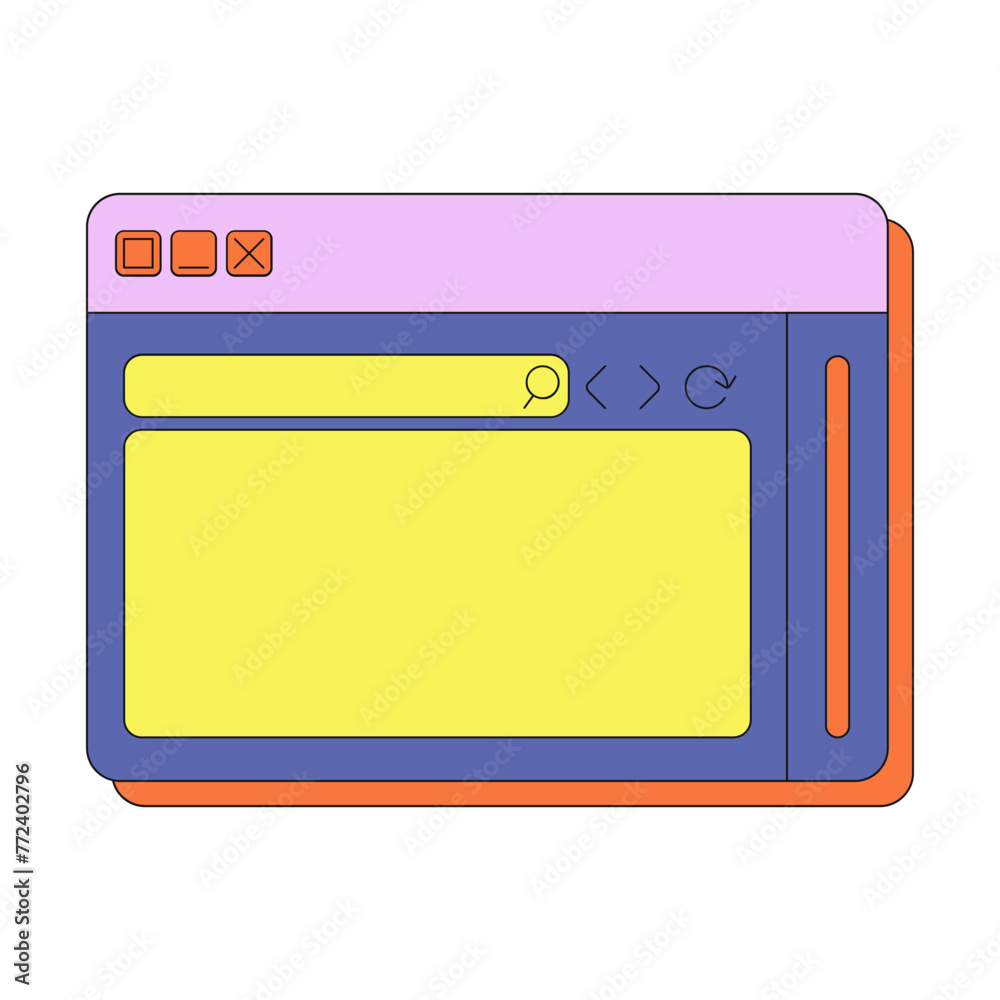 Fototapete retro user interface box frame. ui browser computer with retro bold style for 90s, y2k style. vector