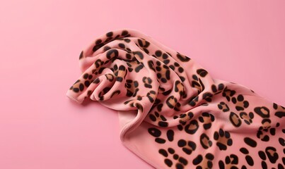 Soft blanket, pink with animal print, fashionable, trendy background. - obrazy, fototapety, plakaty