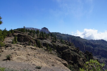 Trekking in Gran Canaria mountains, highest peaks, Gran Canaria, March 2024, volcanic island, volcanic views, landscapes, rock formations, pinus canariensis, canary island pine tree,