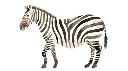 Watercolor Illustration Safari Animal Zebra flat cartoon