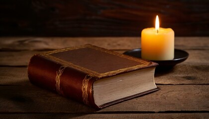 Historical Elegance: Vintage Book and Candlelit Table Setting