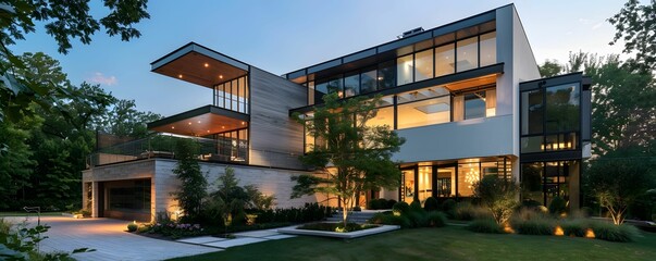 Architect-designed dream home, modern masterpiece, living in art - obrazy, fototapety, plakaty