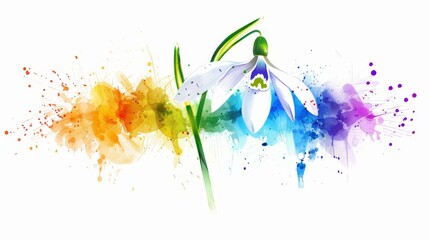  Watercolor artwork depicting a flower with a drip of paint adorning its petals