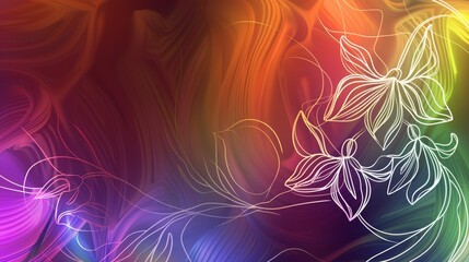 A multicolored background with a flower on the left, and a blurry background with a flower on the right