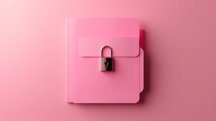 Folder icon with lock and paper document isolated on pink background