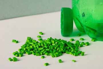 Raw material for making plastic bottles. Plastic materials.