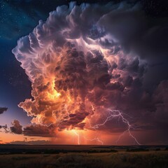 The process of capturing lightning with photography, tips and the beauty of storm chasing low noise - obrazy, fototapety, plakaty