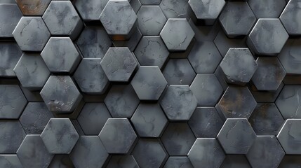 Ethereal Grey: Elevating Ambience with Brilliant Chamfered Hexagons - obrazy, fototapety, plakaty