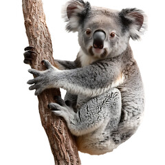 koala on a branch isolated on transparent background