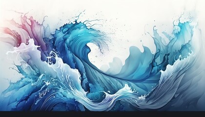illustrator background wavefull frame watercolor blue Generate AI