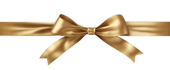 Gold bow and ribbon Isolated white background - obrazy, fototapety, plakaty