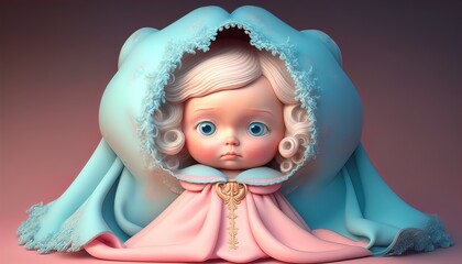 imaginary princess doll very cute 3d Generate AI