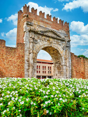 Ancient historical Arch of Augustus in Rimini Italy