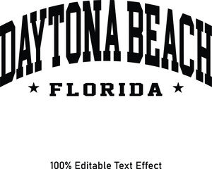 Daytona Beach text effect vector. Editable college t-shirt design printable text effect vector