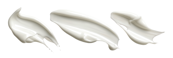 Cosmetic 3d white cream smears set isolated on transparent background, clipart, cutout, png.