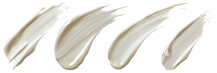 Cosmetic 3d white cream smears set isolated on transparent background, clipart, cutout, png.