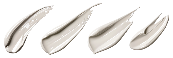 Cosmetic 3d white cream smears set isolated on transparent background, clipart, cutout, png.