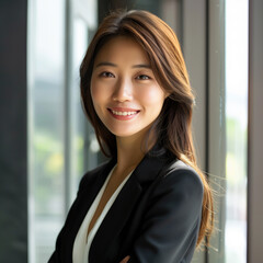 Fototapeta premium Portrait Photo of a Successful Asian Business Woman, Generative AI