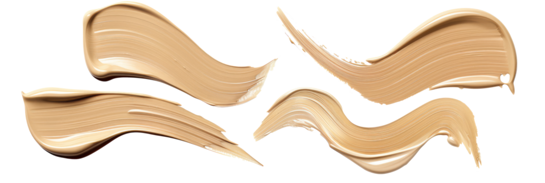 Cosmetic beige 3d cream smears set isolated on transparent background, clipart, cutout, png.